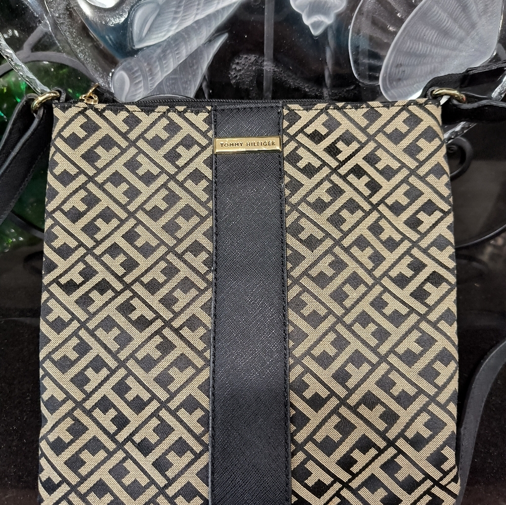 Tommy Hilfiger Black and Tan Crossbody Bag